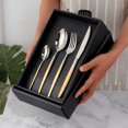 thumbnail image 3 of Buyer Star Flatware Set, 20-Piece Stainless Steel Silverware Cutlery Set Service for 5, Gradual Change Gold Dishes Dinnerware Set with Gift Box, Mirror Finish, 3 of 6