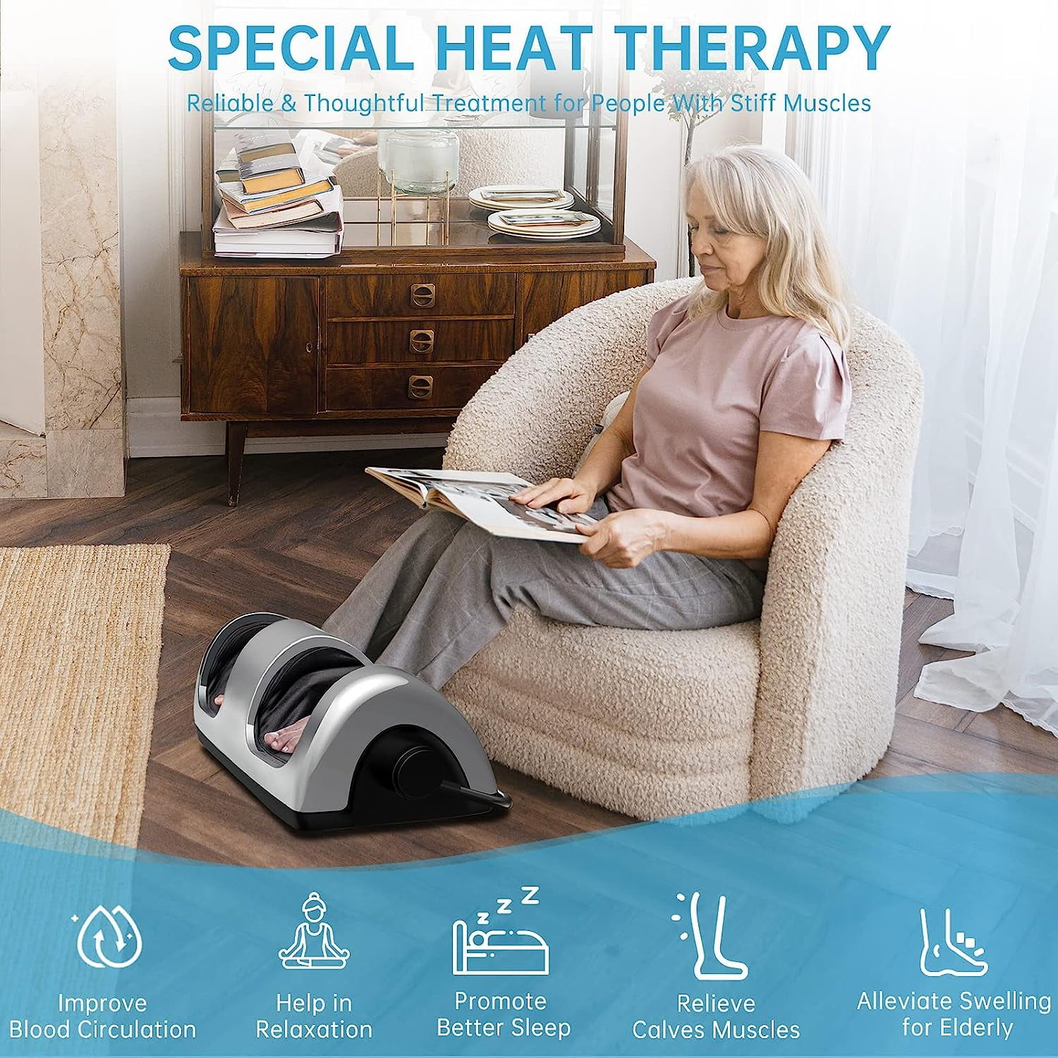 TISSCARE Shiatsu Foot Massager Machine with Heat- Kneading for Pain Relief, Plantar Fasciitis-Sliver