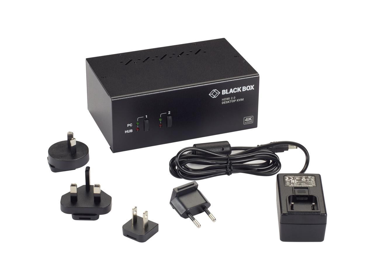 Black Box KVM Switch 2-Port Dual-Monitor HDMI 2.0 4K 60Hz USB 3.0 Hub KV6222H