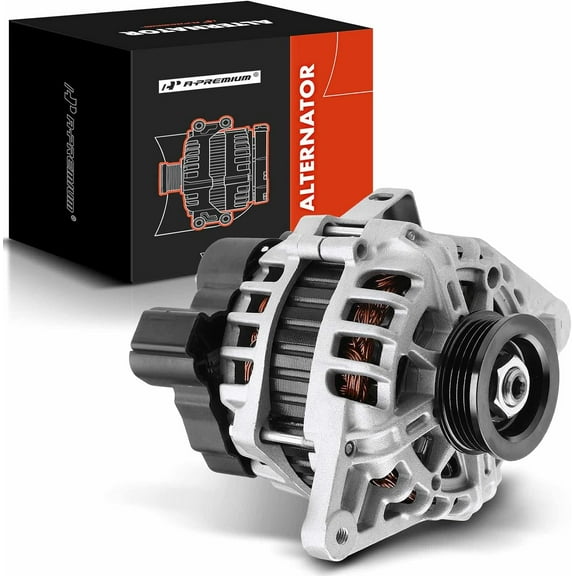 A-Premium Alternator Compatible with Hyundai Accent/Tucson 06-09, Tiburon 04-07 & Kia Rio/Rio5 06-09, Spectra 04-06, Spectra5 06, Sportage 05-10, L4 1.6L, 2.0L, 90Amp 12Volt CW 4-Groove Clutch Pulley