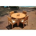 thumbnail image 4 of Grade-A Teak Dining Set: 4 Seater 5 Pc: 48" Round Butterfly Table And 4 Lagos Arm Chairs Outdoor Patio WholesaleTeak #WMLG8, 4 of 4