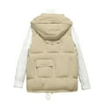 thumbnail image 3 of HOMBOM Womens Short Puffer Vest Hooded Yellow Outwear with Pockets Sleeveless Gilet Heavyweight for Women Fall, 3 of 3