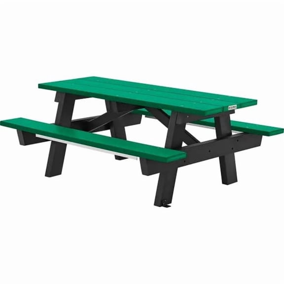 Global Industrial 271669GN 8 ft. A-Frame Rectangular Picnic Table, Recycled Plastic - Green