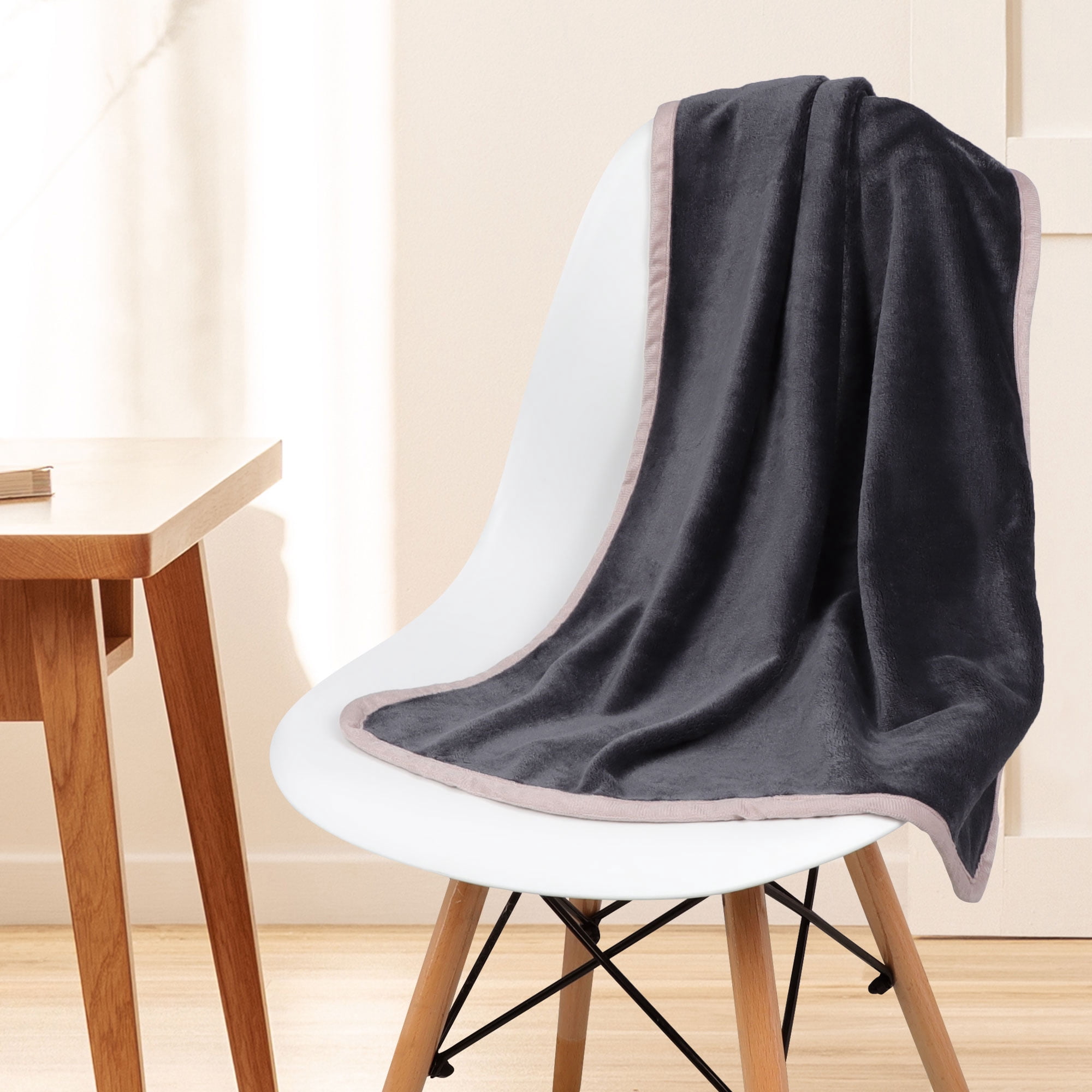 Unique Bargains Flannel Fleece Blanket Soft Luxury Hemmed Slate Gray 23"x30"