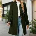 thumbnail image 4 of Arlun Womens Wool Coats Solid Color Mid-Long Stand Collar Overcoats 2025 Winter Fashion Double Pea Coat Business Casual Loose Long Sleeve Outwear Clothes Green S, 4 of 7