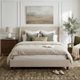 thumbnail image 3 of Noble House Queen Upholstered Wingback Headboard Platform Bed,Taupe, 3 of 10