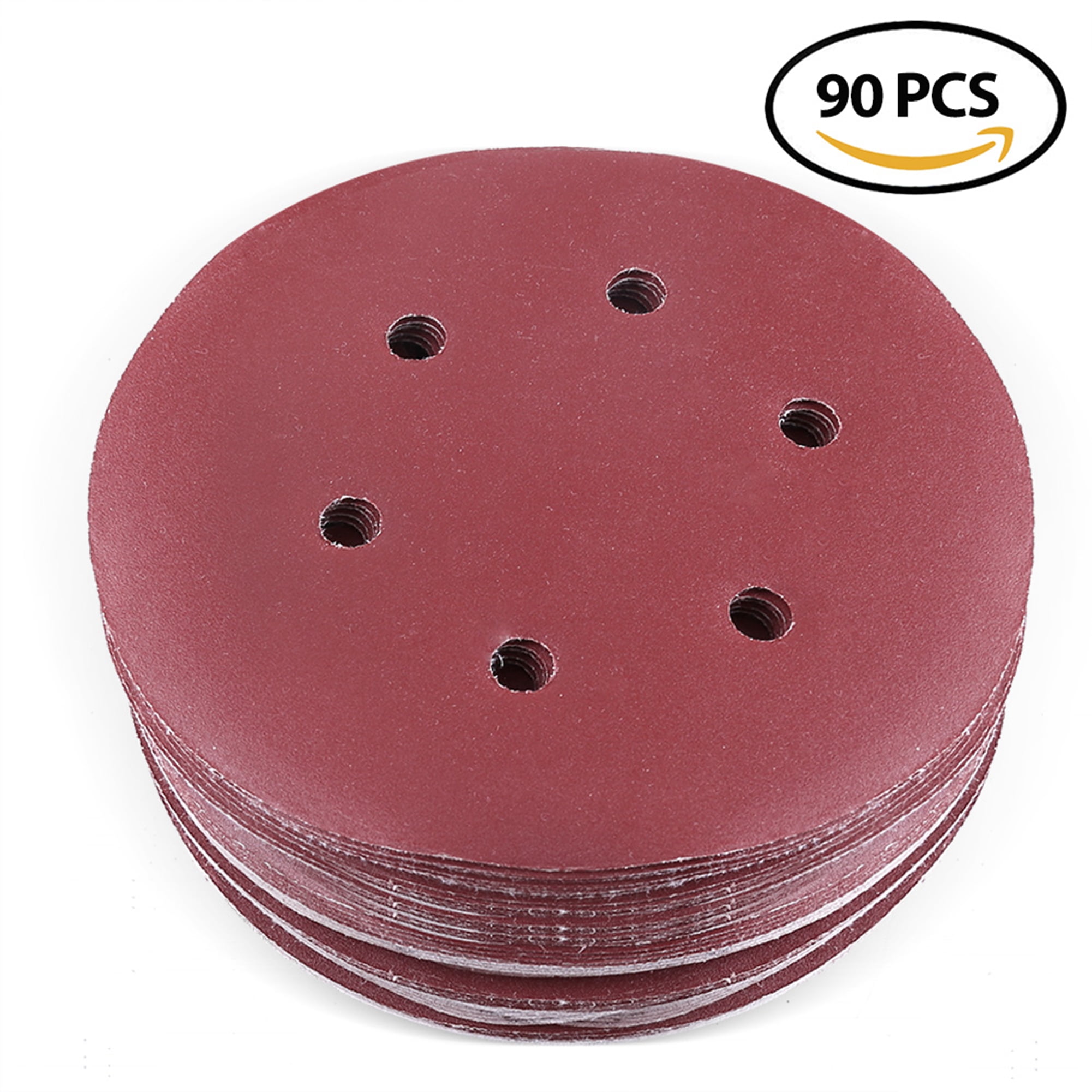 90 PCS 6Inch 6Hole 320 Grit Sanding Disc Hook and Loop Orbit Sander