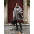 thumbnail image 1 of Nuevo Chaqueta elegante de mezcla de lana con cuello de bufanda para mujer, abrigo elegante de gran tamaño con botones, abrigo de longitud media para mujer, 1 of 5
