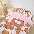 thumbnail image 2 of Erosebridal Cartoon Capybara R Letter Monogrammed Duvet Cover Set For Kids Boys Girls,Cute Animal Funny Food Bedding Full,3-Piece,No Comforter,Pink Reversible, 2 of 6