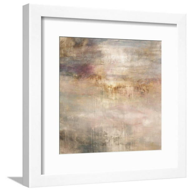 Marble Fog Transitional Beige Neutral Abstract Art Framed Print Wall