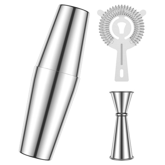 4Pcs Cocktail Shaker Kit 800ml 600ml Stainless Steel Bar Shaker Set Reusable Mixology Bartender Kit Reusable Cocktail Mixer Set with Measuring Jigger Strainer for Home Bar Use