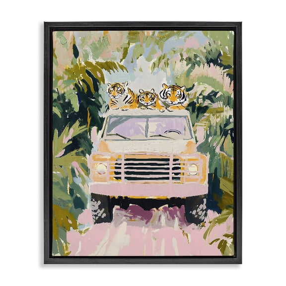 Stupell Industries Contemporary Safari Trip Tiger Trio Black Floating Frame Canvas Art, 17 x 21, by The Prints Vibe