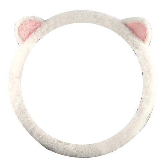 uvwlwu Steering Wheel Cover Steering Wheel Cover Winter Warm Steering Wheel Protective Cover With Cat Ears Are 39 Cm /15.3 Inches In Size(H,39cm)