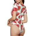 thumbnail image 3 of Naloa Hand Drawn Watermelon Women's Short-Sleeved Onesie, One-Piece Swimsuit for Parties, dates, clubs - XX-Large, 3 of 9