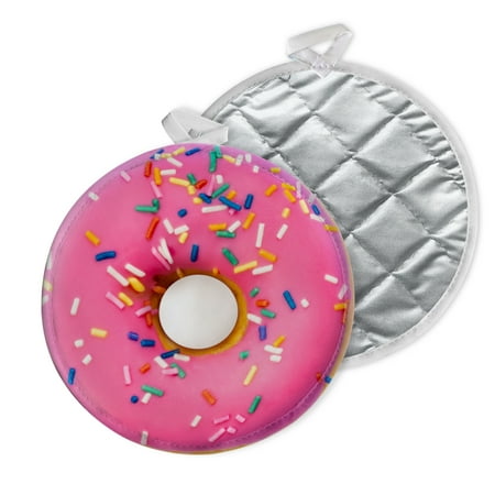 

2 PCS Pot Holders for Kitchen Potholders Sets with Hook for Oven Cooking Baking Araffe Donut With Pink Frosting And Sprinkles