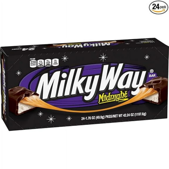 MILKY WAY Candy Midnight Dark Chocolate Bars Bulk Pack, Full Size, 1.76 Bar (Pack of 24)