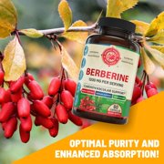 Berberine Supplement Capsules 1200mg, Supports Heart and Cardiovascular Wellness. USA Made. 60 Capsules