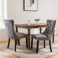 thumbnail image 3 of Hassch 2 Pack Velvet Upholstered Dining Chair with Wood Legs, Modern Armless Chair with Tufted Button Back, Easy Assembly, Gray & Black, 3 of 10