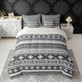 thumbnail image 2 of Erosebridal Geometric Aztec Bedding Comforter Set, Black Gray Queen Bedding Sets, Gray Reversible 7pcs, 2 of 6