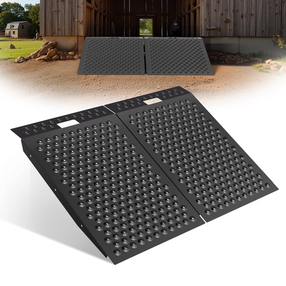 36"x48" Shed Ramps for Riding Mower and Lawn Equipment, Anti-Slip Punch Plate Ramp, 1500 LB Capacity  (2PC,Black, Alloy)