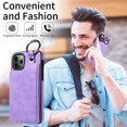 thumbnail image 4 of Nalacover for iPhone 11 Pro Max Wallet Case with Card Slots & Metal Finger Ring, Durable PU Leather Back Double Magnetic Botton Flip Kickstand Purse Shockproof Phone Case,Purple, 4 of 10