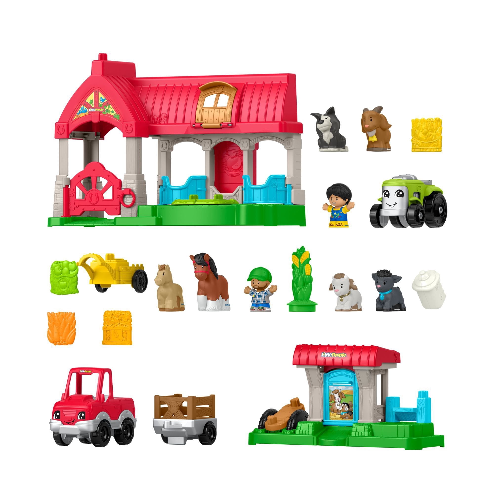 Fisher-Price Little People Horse Stable & Goat Yard Toddler Playset, 2 Vehicles & 16 Play Pieces