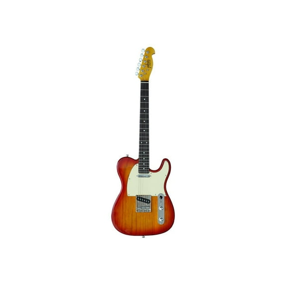 Monoprice Retro DLX Plus Solid Ash Electric Guitar - Cherry Burst, With Gig Bag, Ash Body, Maple Neck, Professionally Set-up in the US - Indio Series