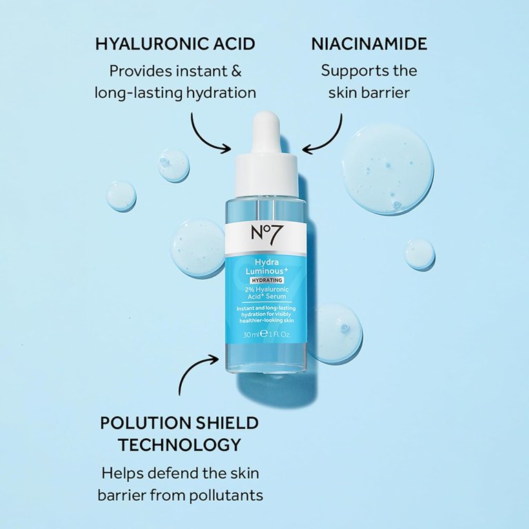 No7 HydraLuminous+ 2% Hyaluronic Acid Serum, 1 fl oz - Walmart.com