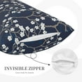 thumbnail image 4 of Haiem Pillowcase for Hair and Skin Queen - Cherry Blossoms on Navy Background Printed Soft Pillowcase with Envelope Closure-14"x20", 4 of 8