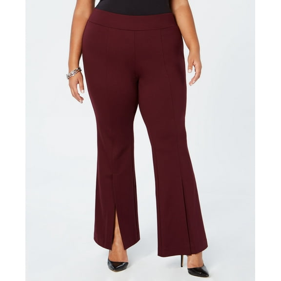 Plus Size Ponte Knit Slit Front Pants Port 14W