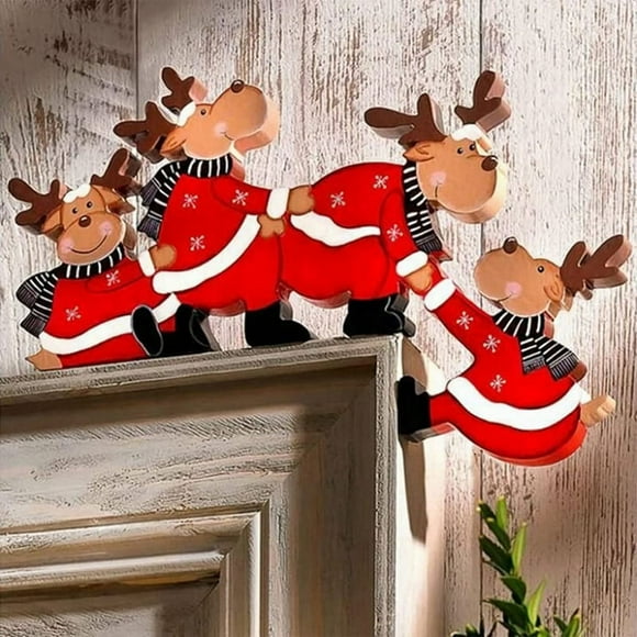 2PCS Christmas Door Frame Decorations Wooden for Xmas Home Doors Walls ,B
