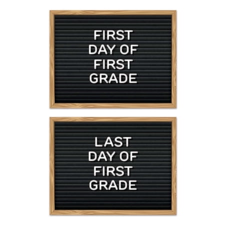 Faux Felt Letterboard First Day Last Day of School Signs / 8.5 x 11 Double Sided Photo Props / Preschool to College Back to School Signs All Grades / Made in the USA