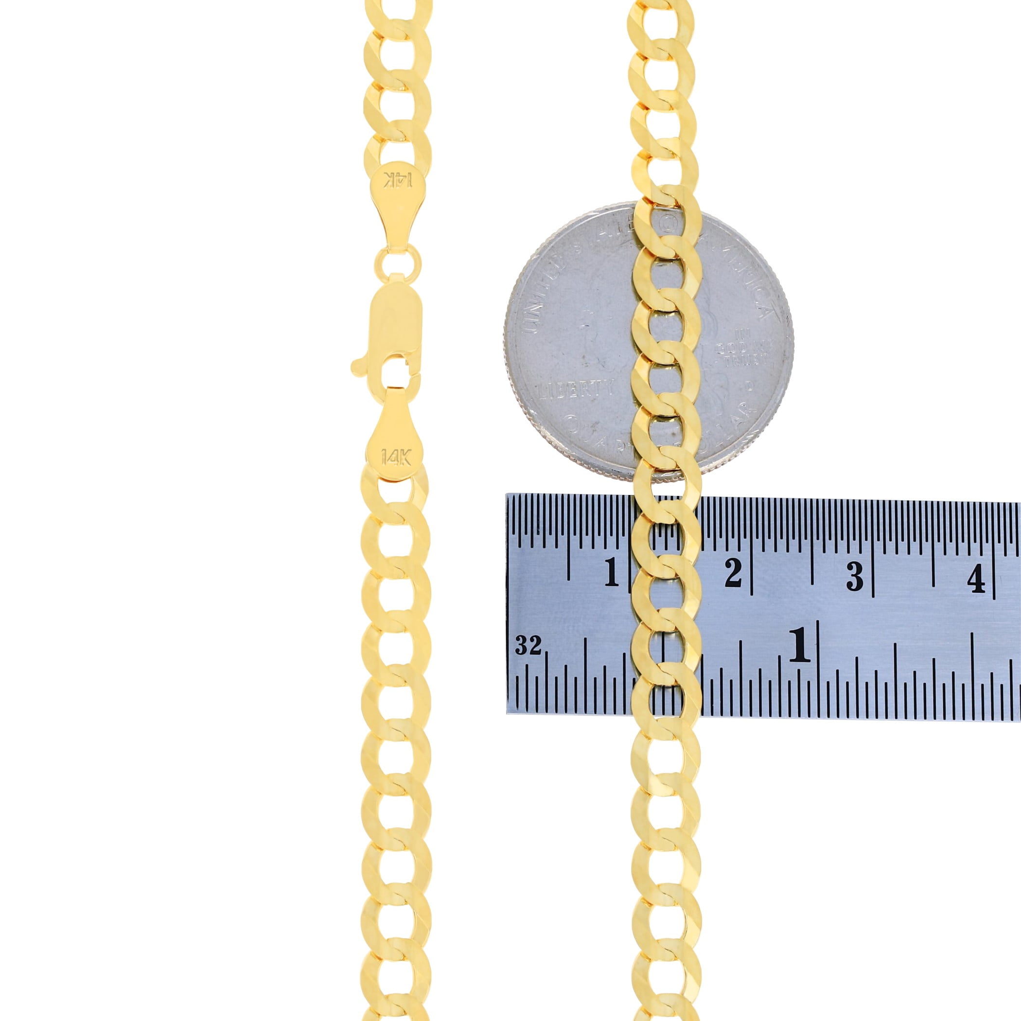 Nuragold 14k Real Yellow Gold Solid Cuban Curb Link 6mm Chain Necklace (16"-30") Italian Jewelry for Men