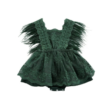 

MERSARIPHY Baby Girls Sleeveless Romper Floral Lace Tassel Bodysuit Tutu Dress