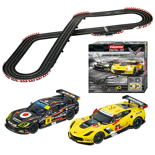 Carrera Digital 132 Corvette Race Slot Car Race Set featuring Corvette C6R  versus C7R 1:32 Scale Race Cars 