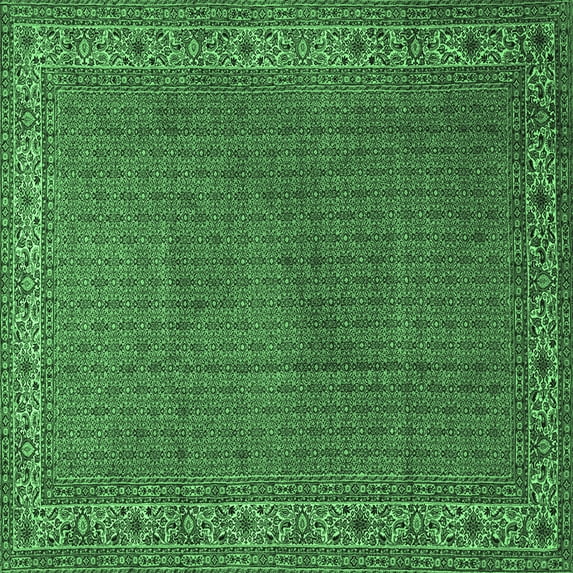 Ahgly Company Indoor Square Persian Emerald Green Traditional Area Rugs, 5' Square