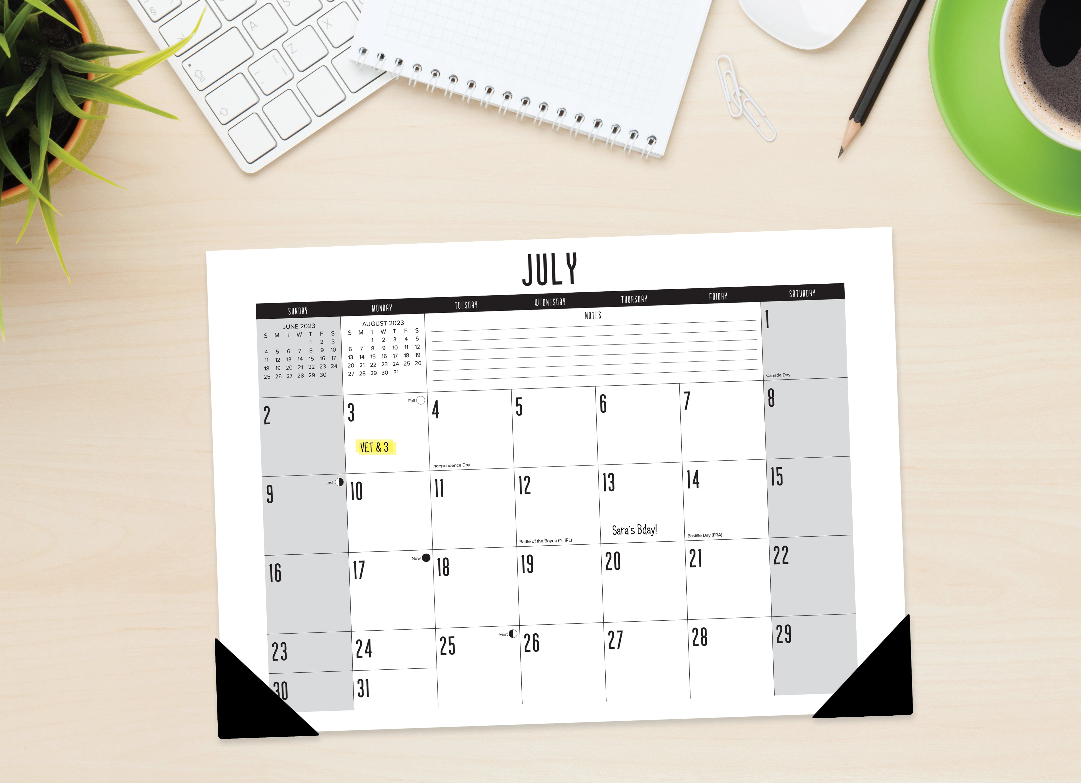 Basic 2023 17" x 12" Small Monthly Deskpad
