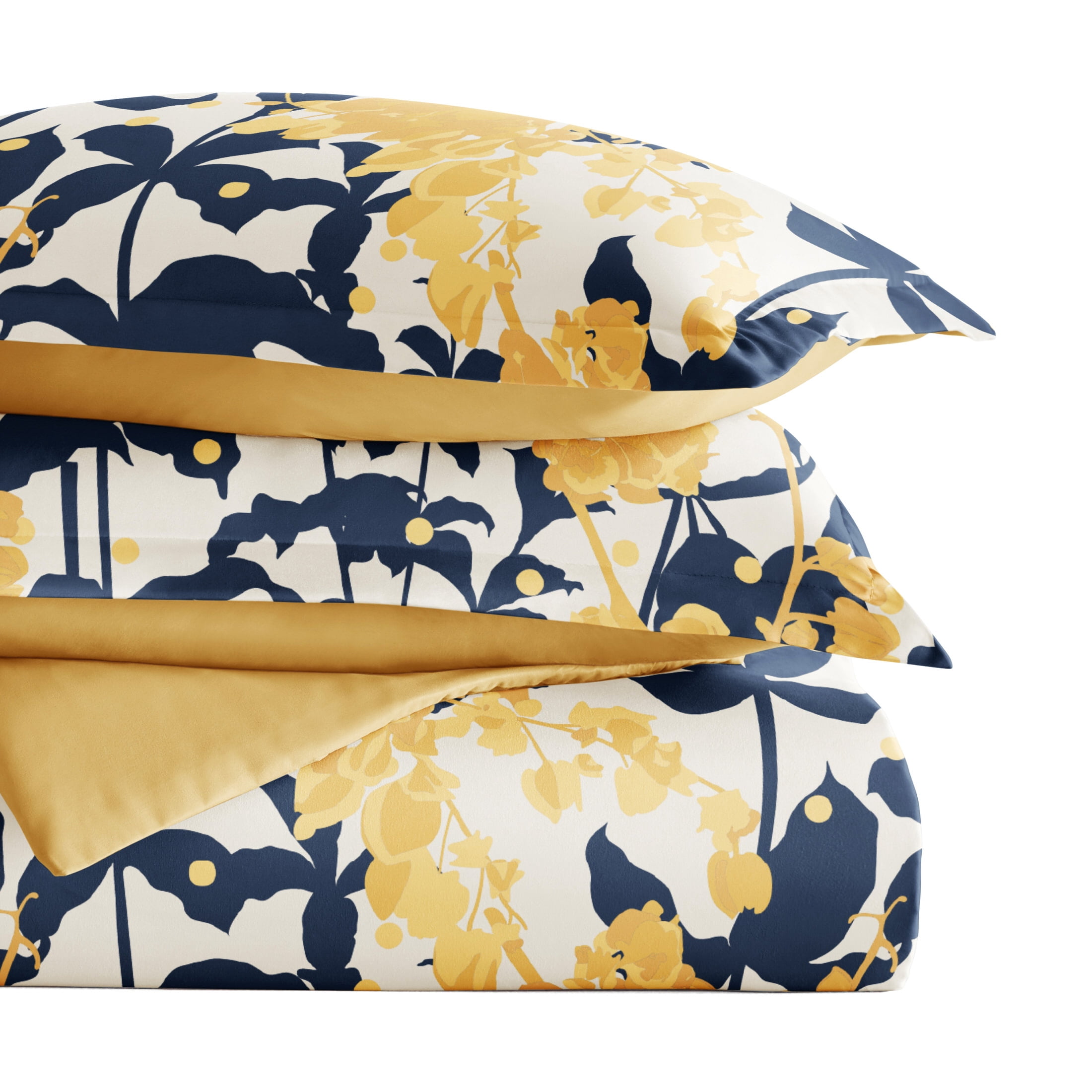 Noble Linens Yellow Boho Flower Reversible 2-Piece Duvet Cover Set, Twin/Twin XL
