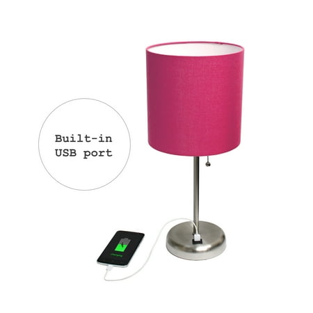 Limelights - Stick Lamp with USB charging port and Fabric Shade
