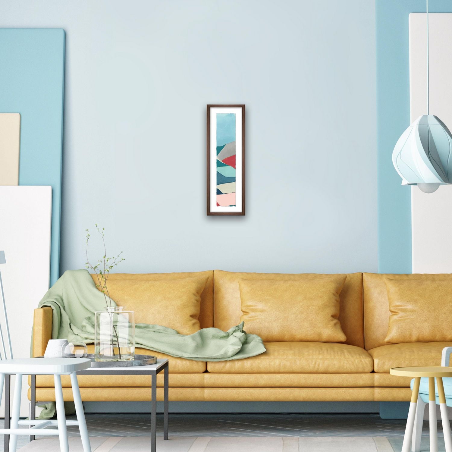 Artissimo Designs Geoscape II Framed Paper Print w/glass - 9W x 26H x 1.18D