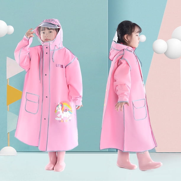 Chubasquero para niños, guardería, bebés, niños de primaria, niños y niñas, impermeable con mochila escolar, poncho con cremallera de doble ala