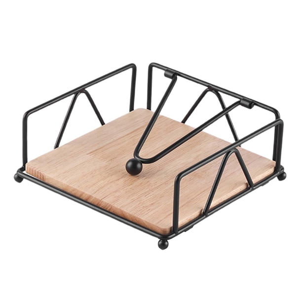 Dispensador de pañuelos de papel de mesa, soporte para servilletas de hierro para comedor negro