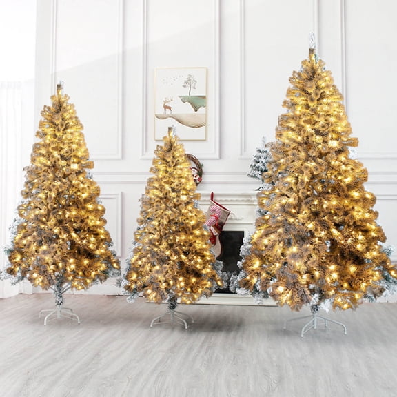 Gcvizuso Christmas Tree, Christmas Tree Decorations, Illuminated Snowflake Flocked Christmas Tree, Equipped With Advanced Hinges, Artificial Trees, Metal Bracket, And Branch Tips For Easy Christmas