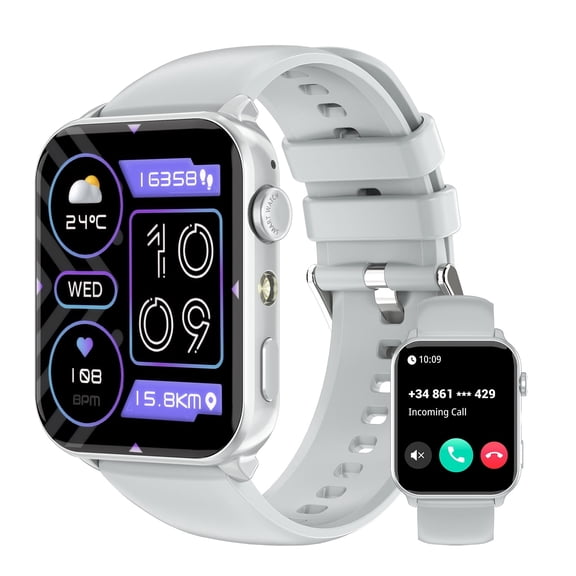 Blackview 1.91" Men Women's Smartwatch,with Answer/Make Calls/100 Sports Modes/AI Voice,IP68 Waterproof,Fitness Tracker Fits for Android iPhone,Silver