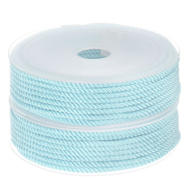 Unique Bargains 2 Packs Twisted Nylon Twine Thread Beading Cord 3mm 7M/23 Feet Extra Strong Braided Nylon String, Light Blue
