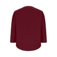 thumbnail image 3 of Fall Tops for Women Long Sleeved V-Neck Solid Color Blouses Pullover Top Wine XXXL, 3 of 4