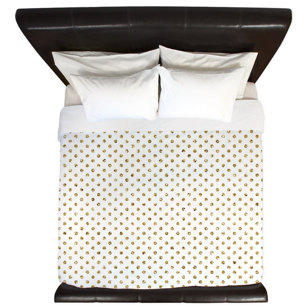 Cafepress Gold Glitter Effect Polka Dots King Duvet Cover Printed Comforter Unique Bedding Microfiber