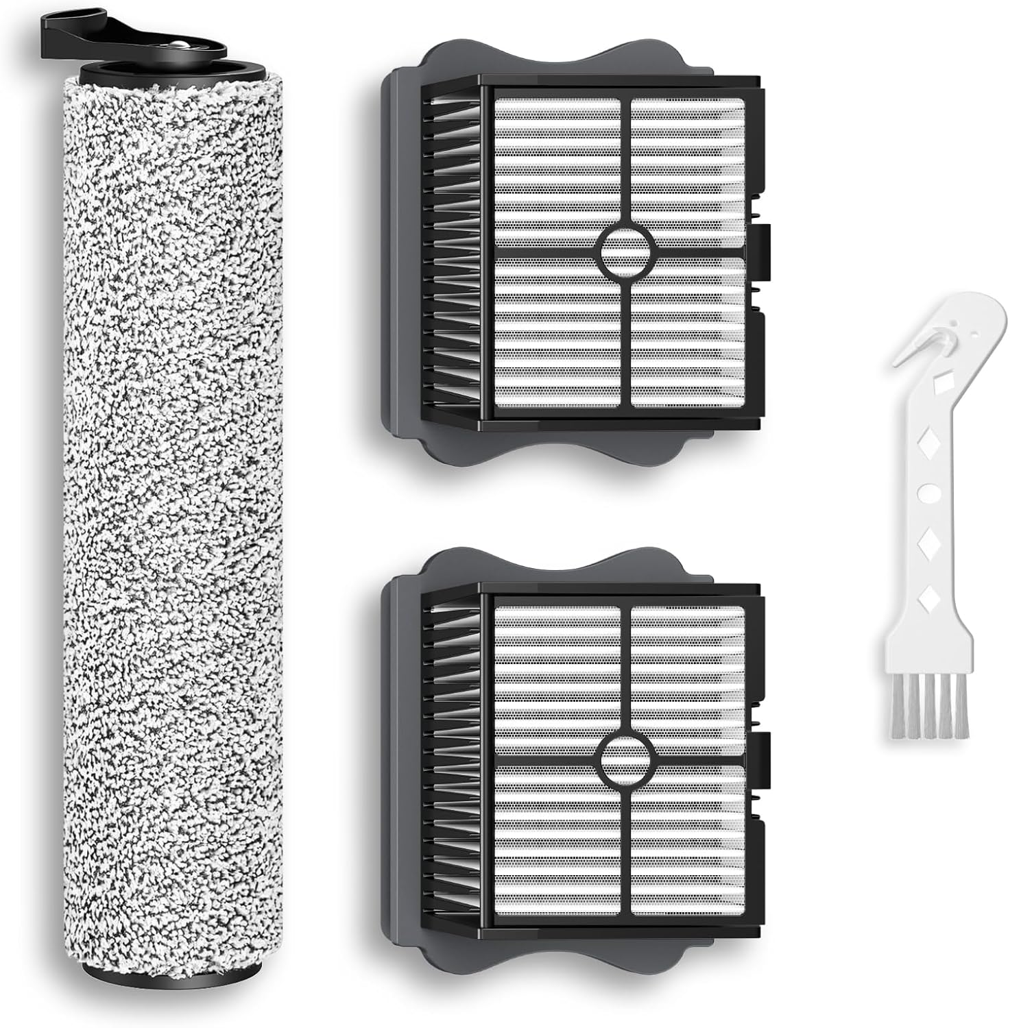 1+2 Pack iFloor 3/ S3 Brush Roller and HEPA Filter Set Compatible with Tineco iFloor 3/ Floor One S3 Cordless Vacuum Cleaners, 1 Pack Brush Roller + 2 Pack Vacuum HEPA Filters + 1 Pack Cleaner Tool