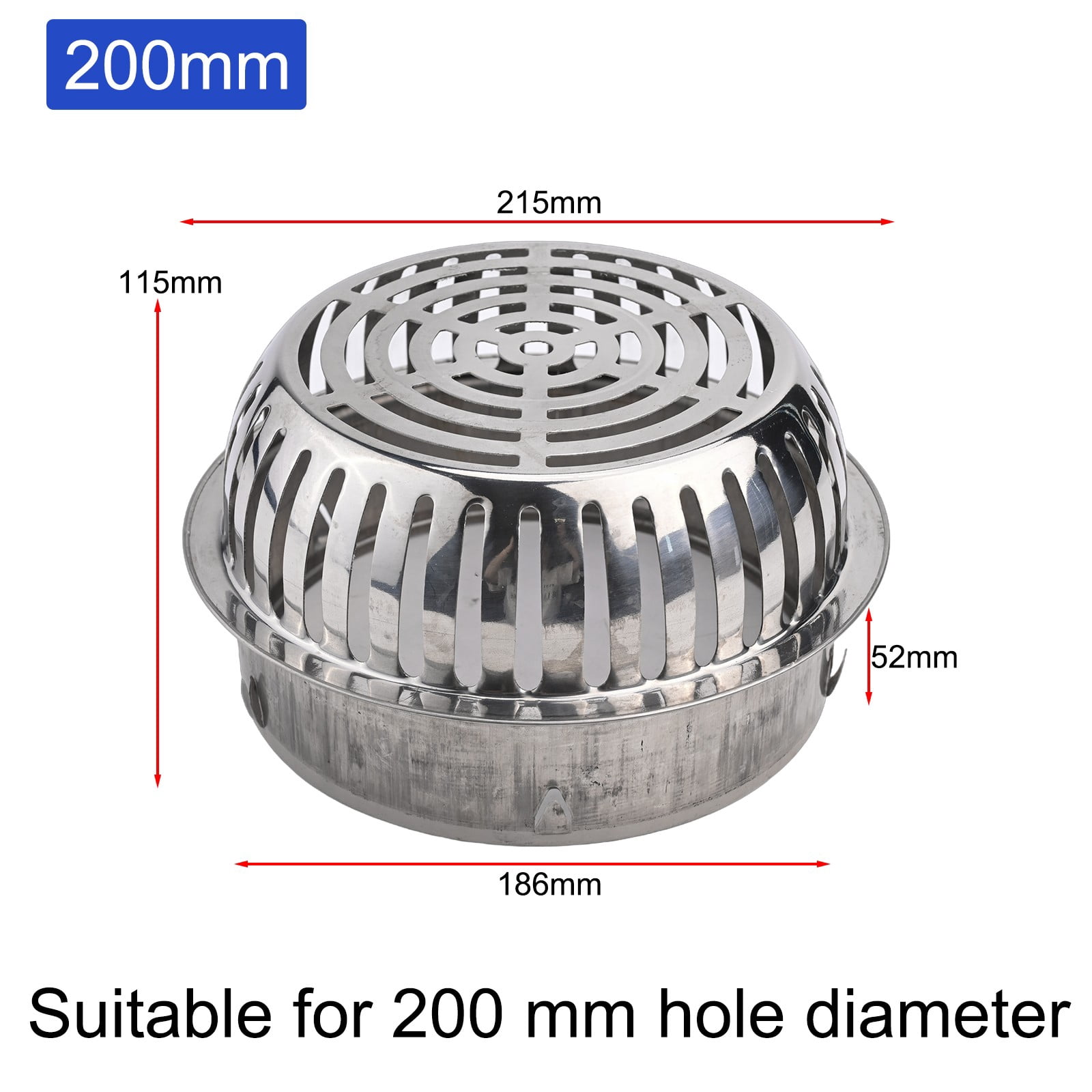 Stainless Steel Anti-Clog Roof Floor Drain Gutter Sewer Drain Filter 200mm