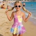 thumbnail image 3 of Uorisanigo Swimsuit One Piece for Kids Size 3-4 Polyester and Spandex Beach Swim Dress Modest Bathing Suit Swimwear Beach Sport, Pink Palm Tree, 3 of 6